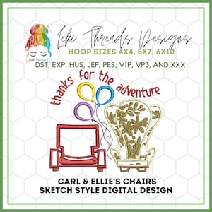 Up Inspired Embroidery Design,  Machine Embroidery file,  Carl and Ellie Inspired Embroidery Design