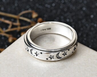Beautiful Spinner Ring-Three Band Silver Spinner Ring-Special Women Spinner Ring-Girls Ring-Gift Ring-Gift For Her Size US 7.25