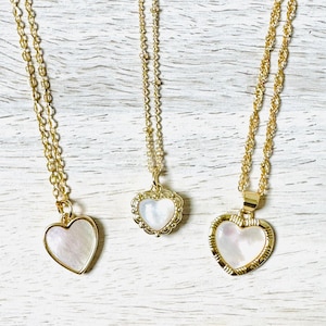 Heart Pearl Shell Necklace/18k Gold Plated necklace/Minimalist Necklace/Heart Necklace/Gift for her/Bridesmaid Jewelry/layering necklace