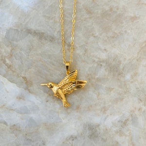 Heavenly Hummingbird Necklace/18k gold plated necklace/Gold Hummingbird Necklace/hope necklace/Crystal Hummingbird Necklace