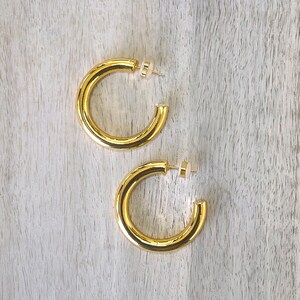 Thick 18k Plain Gold Plated Hoops