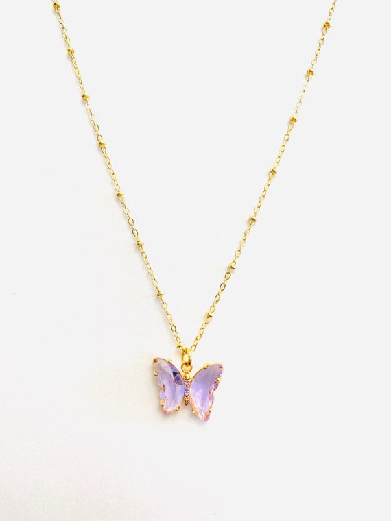Crystal Butterfly Necklace, Beautiful Jewelry, Colorful Cubic Zirconia  Butterflies, Gift for Her Dainty Layering Minimalist Charm Necklace - Etsy