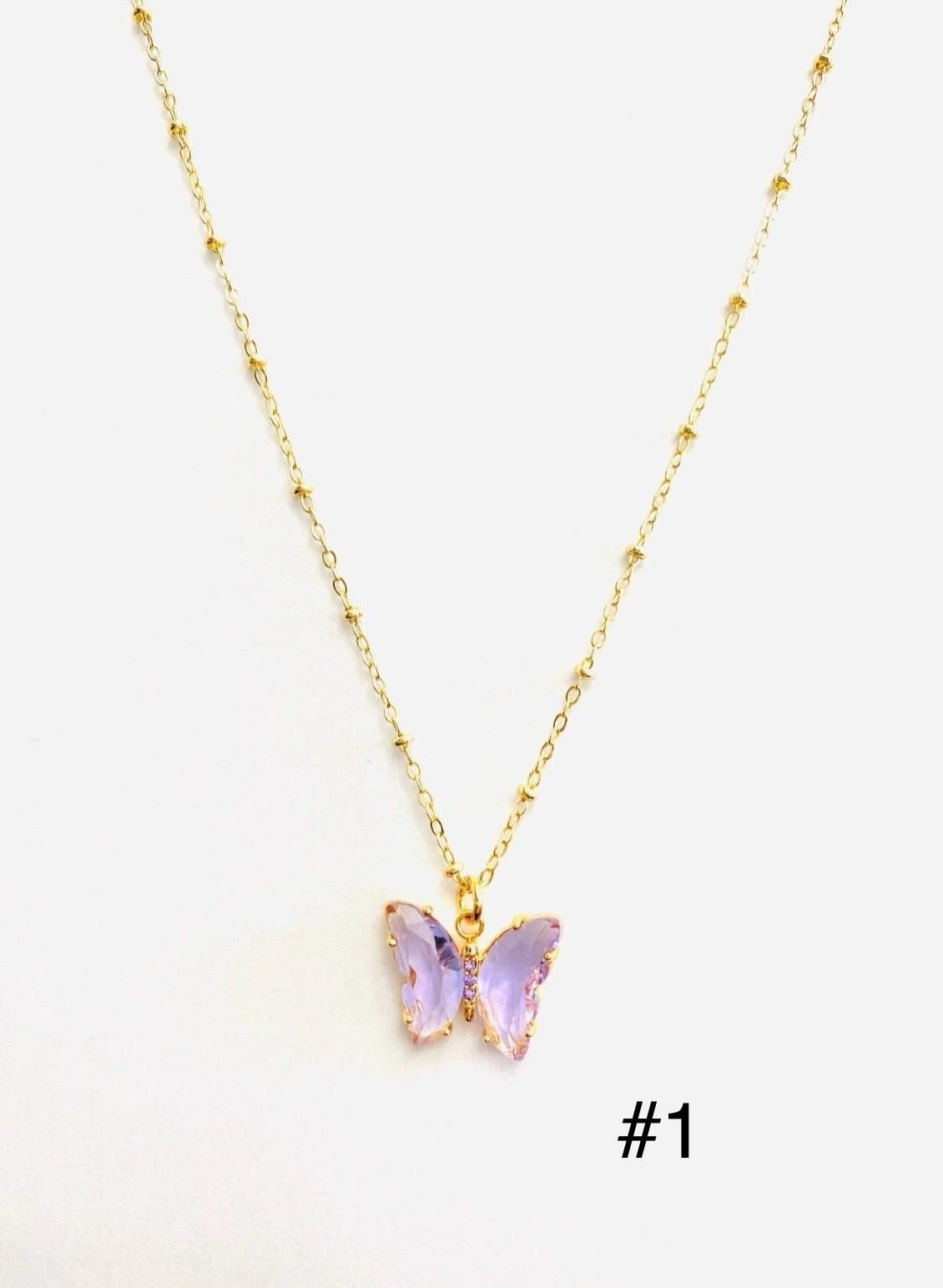 14k Yellow Gold 0.02Ct Diamond Butterfly Necklace - Michael Anthony Jewelers