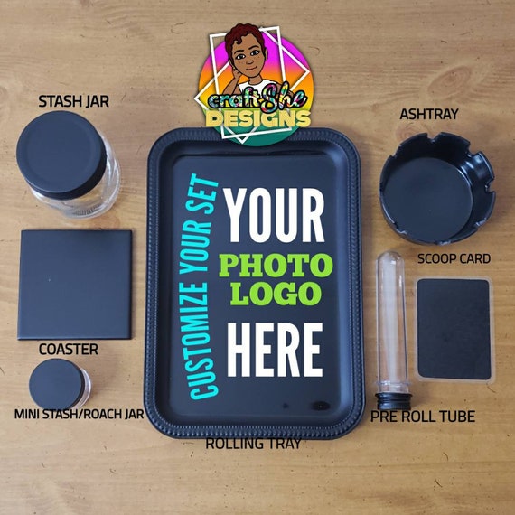 Custom Personalized Rectangle Rolling Tray Set With Accessories the Perfect  Anytime Gift for Him or Her 