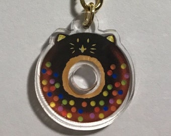 1" Kitty Sprinkled Donut Phone Charm
