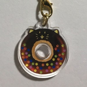 1 Kitty Sprinkled Donut Phone Charm image 1