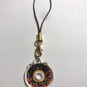 1 Kitty Sprinkled Donut Phone Charm image 3