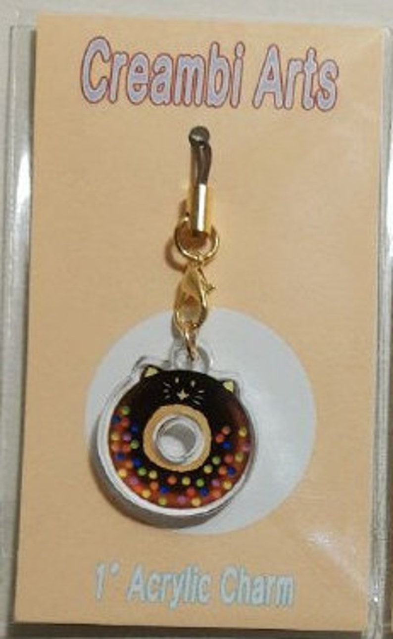 1 Kitty Sprinkled Donut Phone Charm image 4
