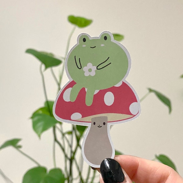 Froggie Sits Frog Sticker | Cute Frog Sticker | Kawaii Green Animal Sticker