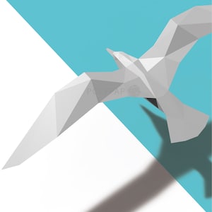 Seagull,Gull bird Paper Craft,3D Low Polygonal Paper Sculpture, Digital Template, PDF Download, Origami, Paper Craft, DIY Gift, Home Decor