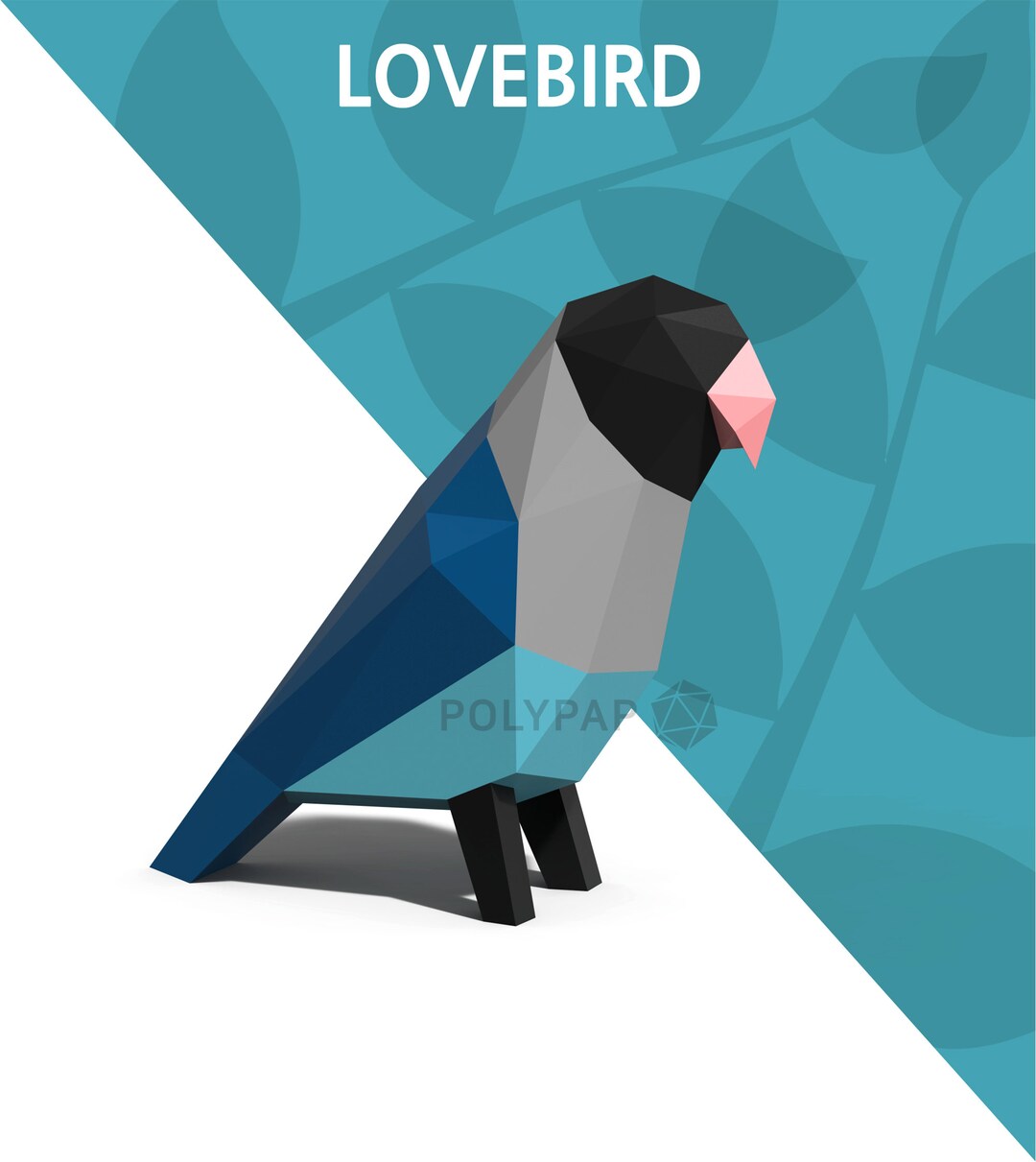 Lovebird, Bird Paper Craft,3d Low Polygonal Paper Sculpture, Digital Template, PDF Download ...