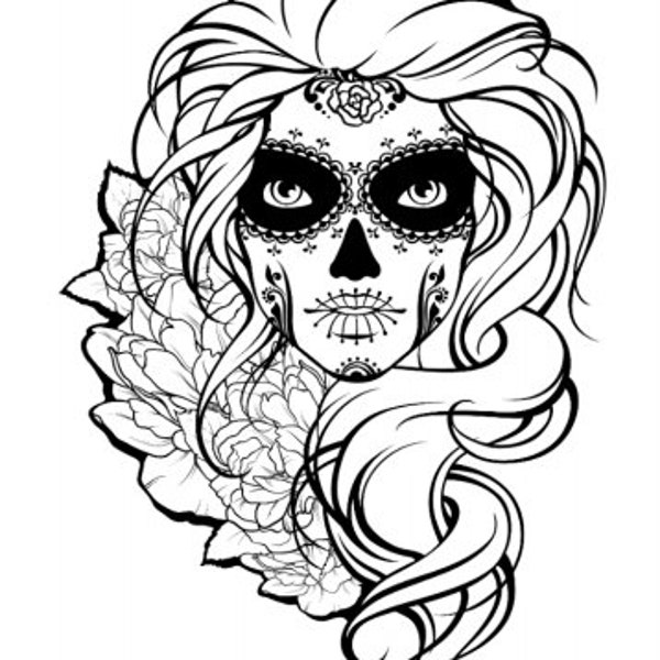 Sugar Skull Girl Coloring Pages - Etsy