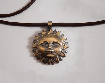 Bronze sun pendant. Sun face. Pendant jewelry. Bronze fantasy jewelry. Bronze sun. Unique jewelry.