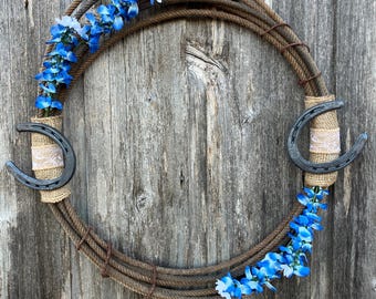 Texas Bluebonnet Horseshoe Wreath