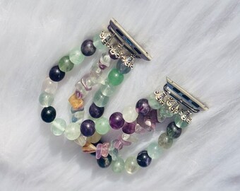 Natural Rainbow Fluorite 8mm Bead and Chip Apple / Galaxy Watch Band