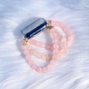 Rose Quartz 8mm Bead and Chip Watch Band