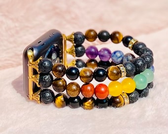 All Chakra Balancing and Protection 8 mm Pärlband för Apple/Galaxy Watch