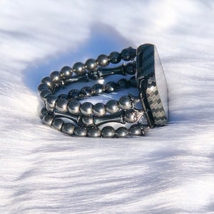 Magnetic/Nonmagnetic Hematite Beaded Apple / Galaxy Watch Band