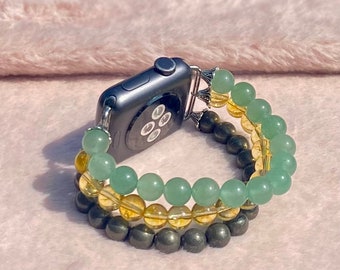 Money Manifestation | Citrine | Green Aventurine | Pyrite Apple / Galaxy Watch Band