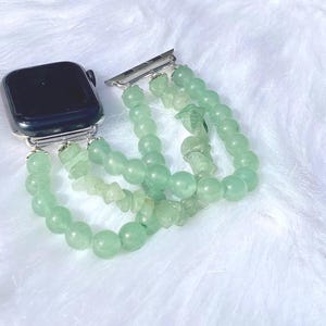 Green Aventurine 8mm Beaded Apple Watch Band