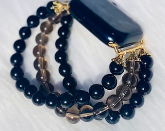 Black Out Protection | Black Tourmaline | Smokey Quartz | Black Onyx Apple Watch Band
