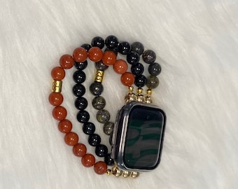 Aries Vibes | Bloodstone | Black Onxy | Red Jasper 8mm Beaded Apple Watch Band