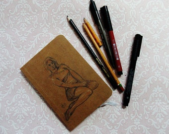 Notebook A6 original hand made Notebook artwork drawing note book