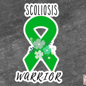 Scoliosis Awareness Sticker | Chronic Illness, Chronic Pain Spoonie Decal, Invisible Illness Laptop Sticker, Green Ribbon