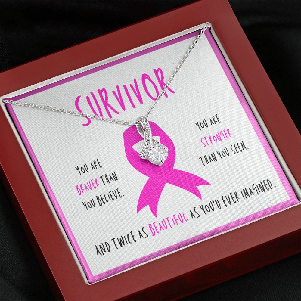 Breast Cancer Survivor Necklace | Pink Ribbon Awareness Jewelry ...