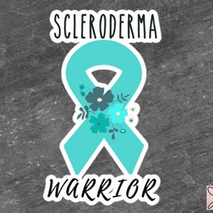 Sticker bewustzijn sclerodermie | Chronische ziekte, sticker chronische pijn Spoonie, laptopsticker onzichtbare ziekte, blauwgroen lint