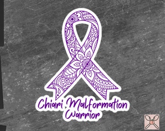 Chiari Malformation Awareness Sticker | Chronic Illness, Chronic Pain Spoonie Decal, Invisible Illness Laptop Sticker, Purple Ribbon