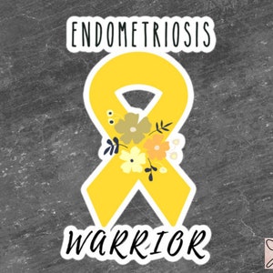 Endometriosis Awareness Sticker | Chronic Illness, Chronic Pain Spoonie Decal, Invisible Illness Laptop Sticker, Yellow Ribbon