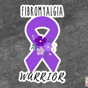 Sticker bewustzijn fibromyalgie | Chronische ziekte, sticker chronische pijn Spoonie, laptopsticker onzichtbare ziekte, paars lint