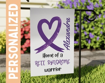 Rett Syndrome Awareness Garden Flag | Welcome Sign |  New Home | Decorative House Banner | Purple Awareness Ribbon  | Custom Personalized