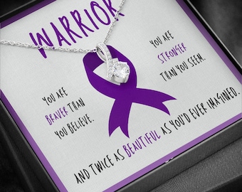 Chiari Malformation Warrior Ribbon Necklace Gift | Purple Ribbon Awareness Jewelry | Gift for Support | Survivor | Fighter | Spoonie Gift