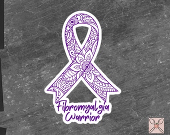 Fibromyalgia Awareness Sticker | Chronic Illness, Chronic Pain Spoonie Decal, Invisible Illness Laptop Sticker, Purple Ribbon, Fibro