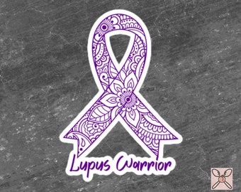Lupus Awareness Sticker | Chronic Illness, Chronic Pain Spoonie Decal, Invisible Illness Laptop Sticker, Purple Ribbon