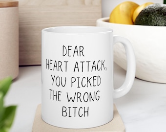 Heart Attack Survivor Mug | Open Heart Surgery Gift | Fighter Coffee Mug for Heart Patients | Unique Heart Surgery Memento
