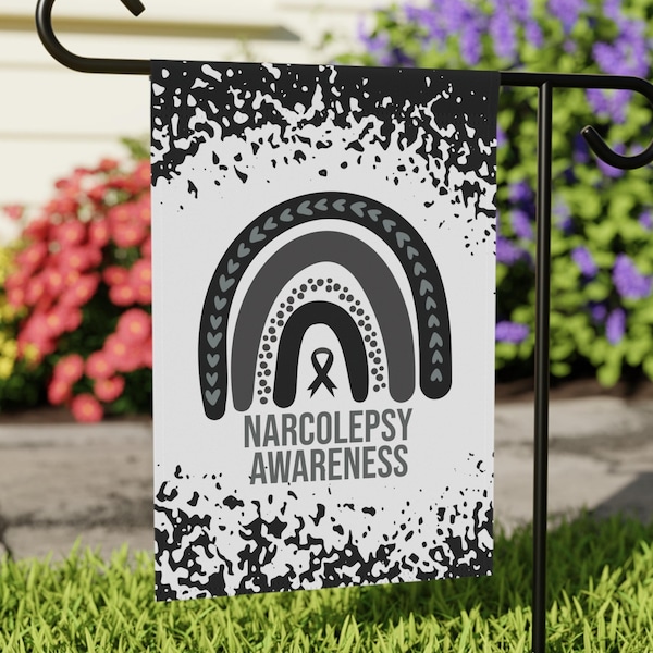 Narcolepsy Awareness Garden Flag | Welcome Sign |  New Home | Decorative House Banner | Black Awareness Ribbon