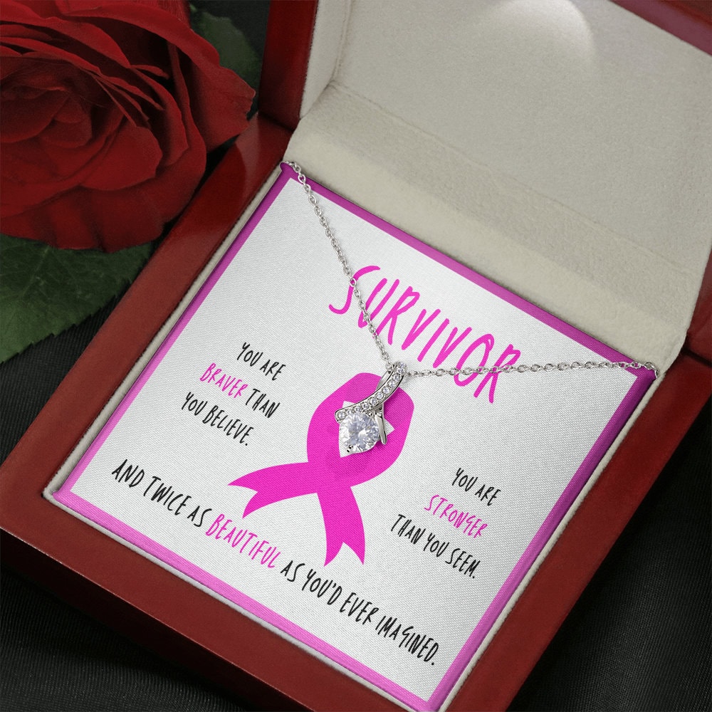 Breast Cancer Survivor Necklace | Pink Ribbon Awareness Jewelry ...