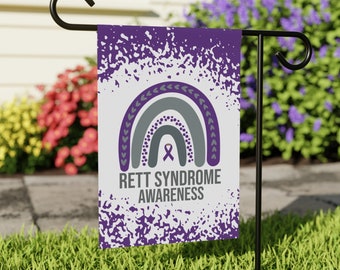 Rett Syndrome Awareness Garden Flag | Welcome Sign |  New Home | Decorative House Banner | Purple Awareness Ribbon  | Rare Disease Support