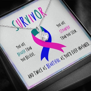 Thyroid Cancer Ribbon Necklace | Cancer Survivor Jewelry | Awareness Pendant Gift | Support for Friends & Warriors