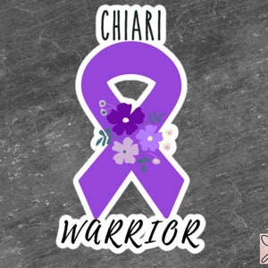 Sticker Chiari-misvormingsbewustzijn | Chronische ziekte, sticker chronische pijn Spoonie, laptopsticker onzichtbare ziekte, paars lint