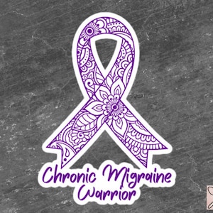 Chronic Migraine Awareness Sticker | Chronic Illness, Chronic Pain Spoonie Decal, Invisible Illness Laptop Sticker, Purple Ribbon