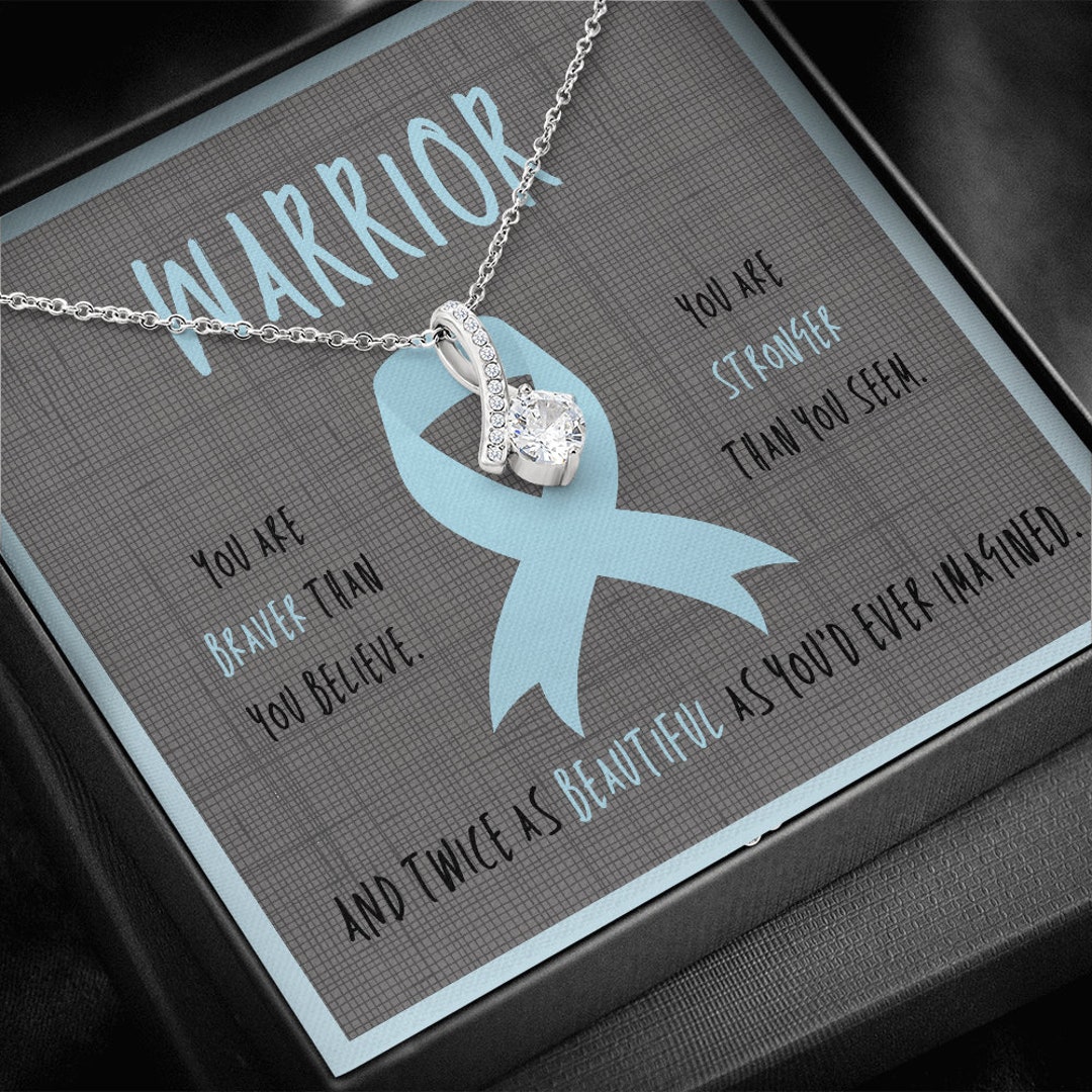 Addision's Disease Warrior Ribbon Necklace Gift | Light Blue Ribbon ...