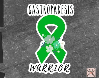 Gastroparesis Awareness Sticker | Chronic Illness, Chronic Pain Spoonie Decal, Invisible Illness Laptop Sticker, Green Ribbon