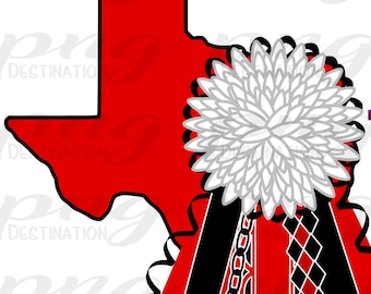 DIY Texas Mum No Glitter /Red Texas Mum/Customizable/Homecoming Mum PNG /White Flower Mum/Football/Instant Download/Sublimation/DTF