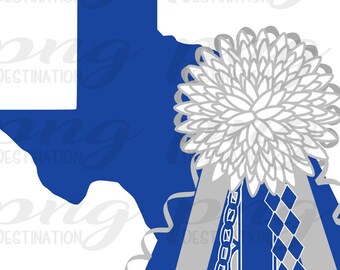 DIY Texas Mum No Glitter /Blue Texas Mum/Customizable/Homecoming Mum PNG /White Flower Mum/Football/Instant Download/Sublimation/DTF