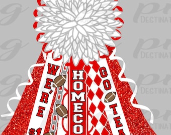 Red White Mum PNG/Homecoming Mum/White Flower Mum/Shirt Mum/School Spirit/Texas Mum/Football/Instant Download/Sublimation/DTF