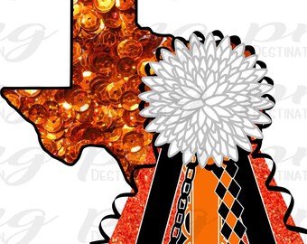DIY Texas Mum/Orange Black White Flower Mum/PNG Digital Download/Shirt Mum/School Spirit/Football/Instant Download/Sublimation/DTF